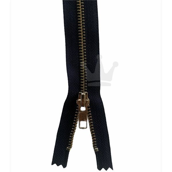 YKK Jeansrits met brons kleur donkerblauw