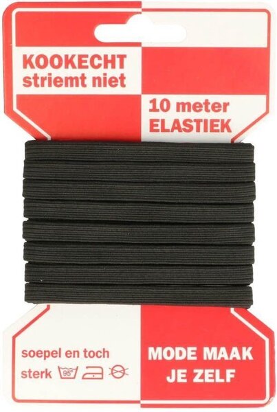 Stevig directoire elastiek zwart 6 mm