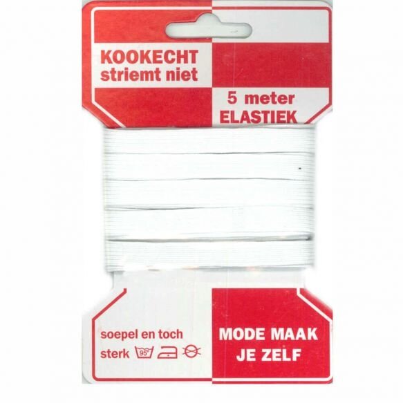 Rode Kaart Elastiek 10 mm Wit