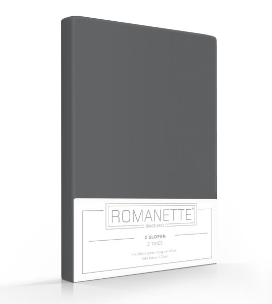 Romanette Katoenen Kussenslopen - 2 stuks - Antraciet