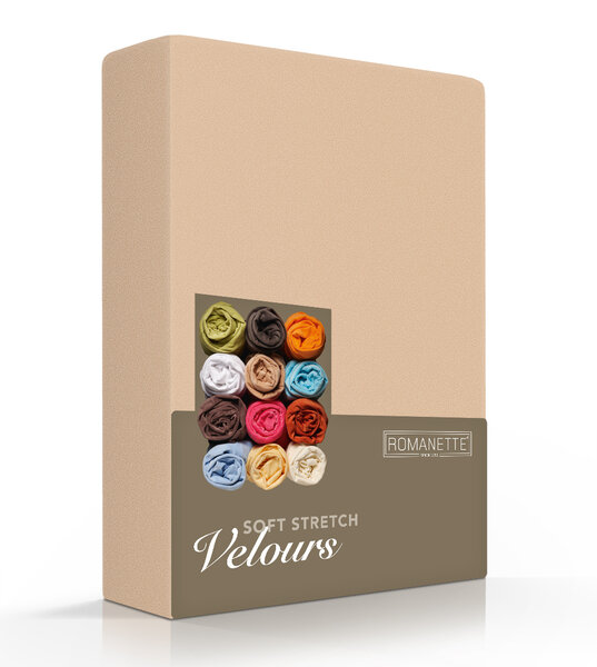 Romanette Velours Hoeslaken 1-persoons Beige