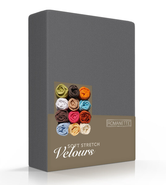 Romanette Velours Hoeslaken 1-persoons Antraciet