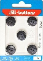 Knoop blauw 15 mm - 5 stuks