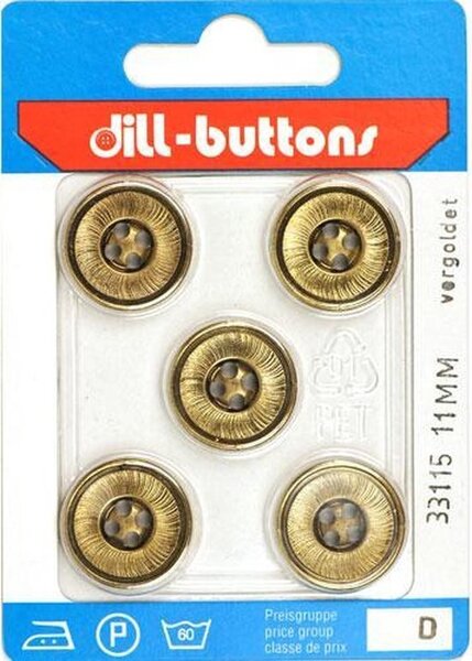 Knoop donkergoud 11 mm - 5 stuks