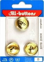 Knoop goud 20 mm - 3 stuks