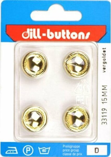 Knoop goud 15 mm - 4 stuks