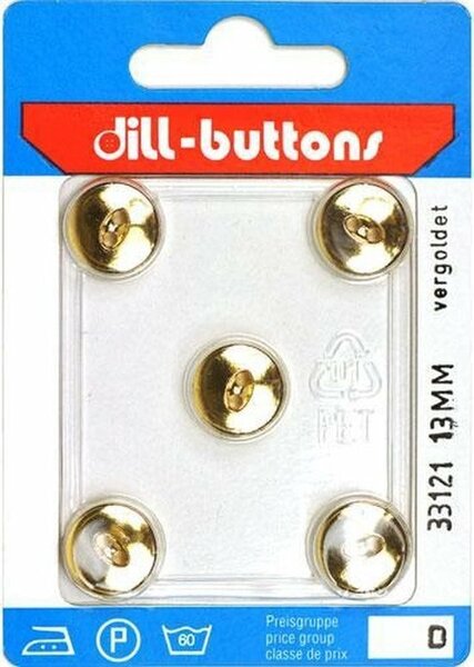 Knoop goud 13 mm - 5 stuks