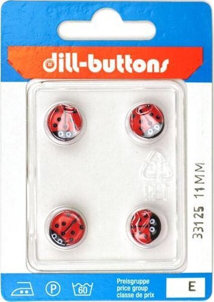 Knoop lieveheersbeestje 11 mm - 4 stuks