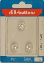 Knoop wit met steentje 10 mm - 3 stuks