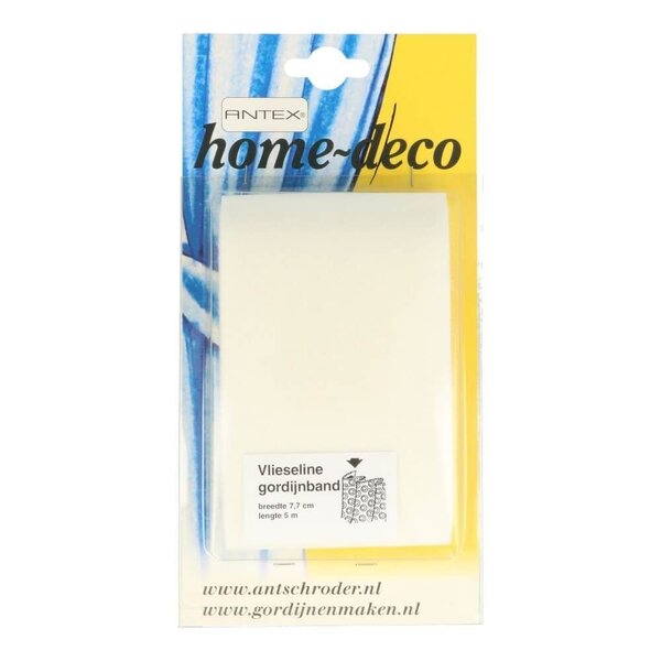 Vlieseline Gordijnband 77mm wit - 5 meter
