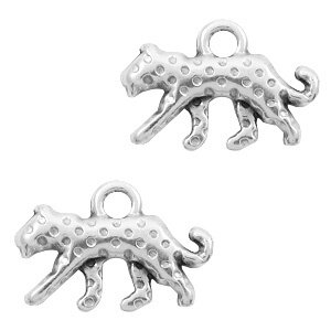 Bedels DQ leopard Antiek zilver (nikkelvrij) 3 stuks