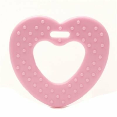 Bijtring Hart Roze met noppen kaart - 2 stuks