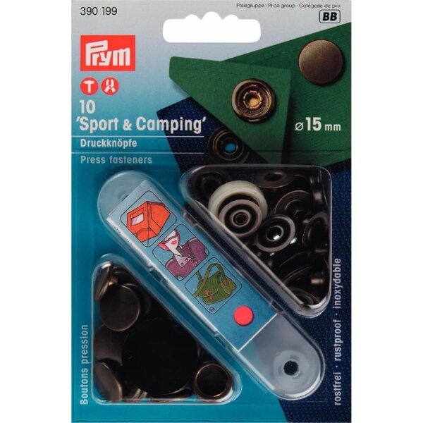 Prym Naaivrijdrukknoop sport camping 15mm messing - 10st