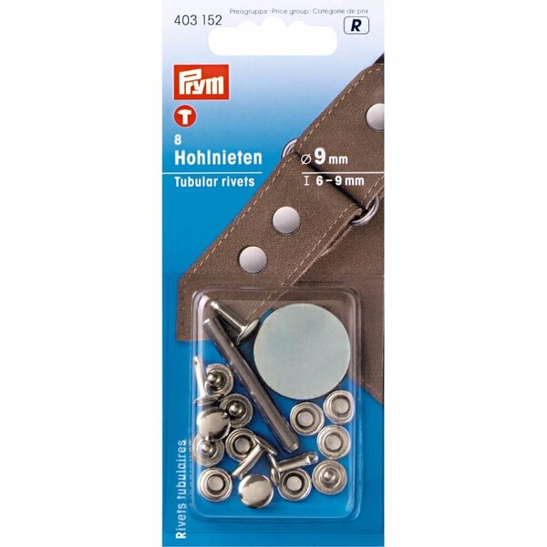 Prym Holle nieten materiaaldikte 6-9mm zilver - 8st