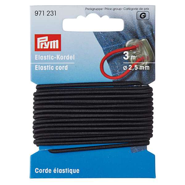 Prym Elastisch koord 2.5mm zwart - 3m