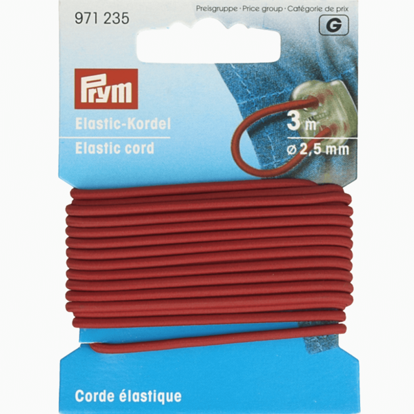 Prym Elastisch koord 2.5mm rood - 3m