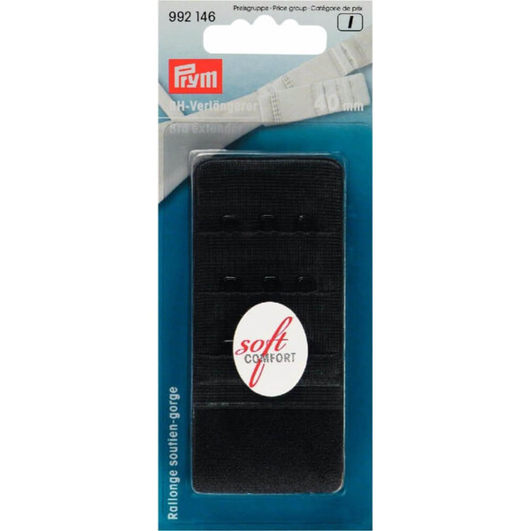 Prym BH-verlengstuk 3x3 haken 40mm zwart