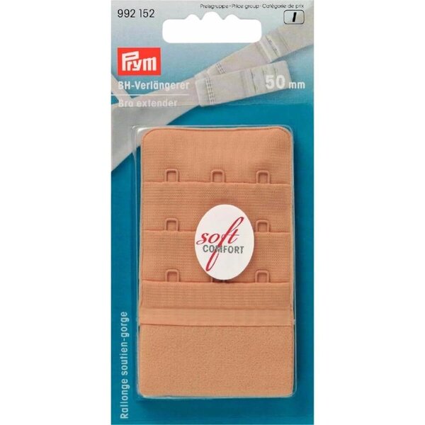 Prym BH-verlengstuk 3x3 haken 50mm beige