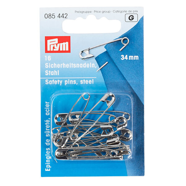Prym Veiligheidsspelden staal 34mm zilver -16st