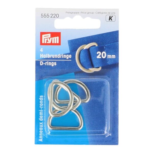 Prym D-ringen 20mm mat zilver -4st