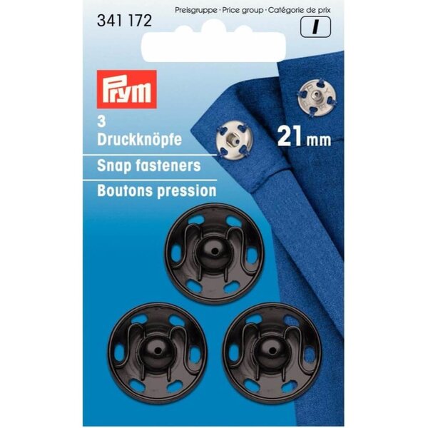 Prym opnaaidrukknoop 21mm zwart -3st