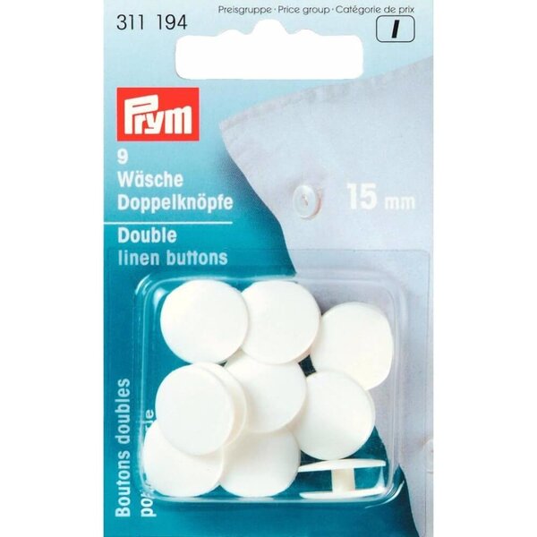 Prym Slopen knopen wit 15mm -9st
