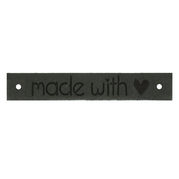 Leren label donkergrijs  "made with ♥"