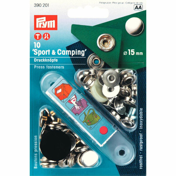 Prym Naaivrijdrukknoop sport camping 15mm zilver - 10st