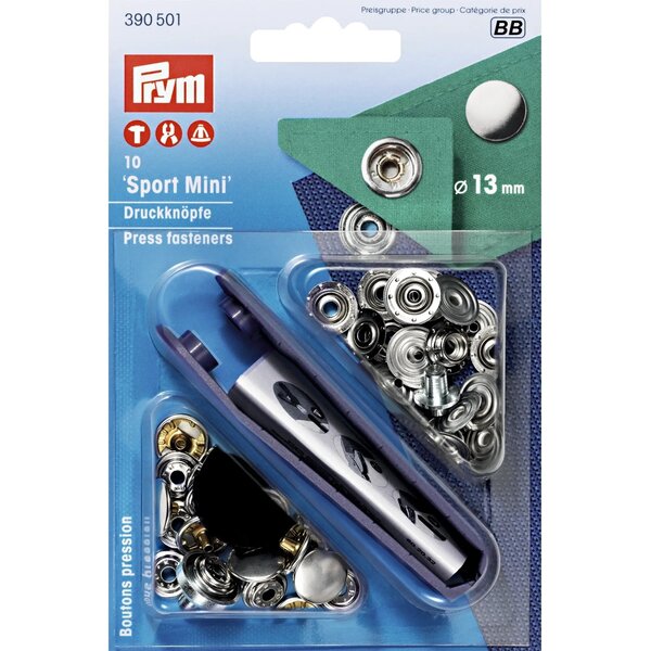 Prym Naaivrijdrukknoop sport mini 13mm zilver
