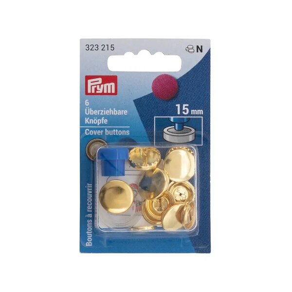 Prym Stofknopen met matrijs 15mm zilver/goud - 6 stuks