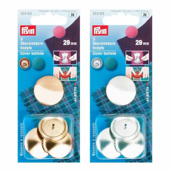 Prym Stofknopen zonder matrijs 29mm zilver/goud-3stuks