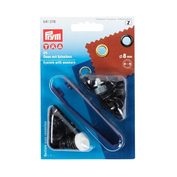 Prym ringen en schijven 8mm zwart - 24st