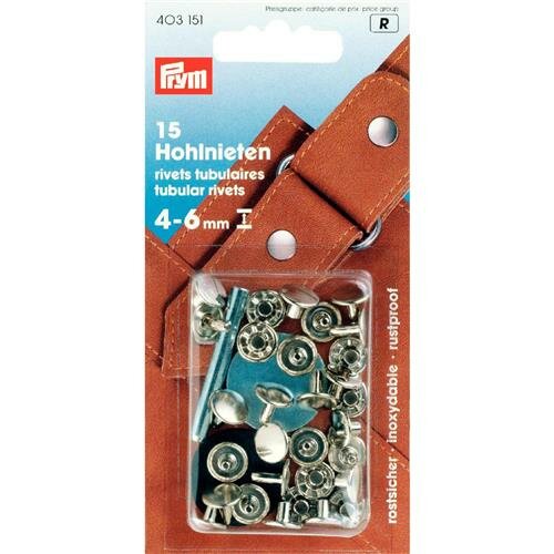 Prym Holle nieten materiaaldikte 4-6mm zilver - 15st