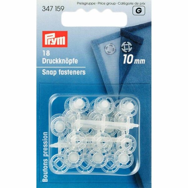 Prym opnaaibare drukknoop 10mm transparant-18stuks