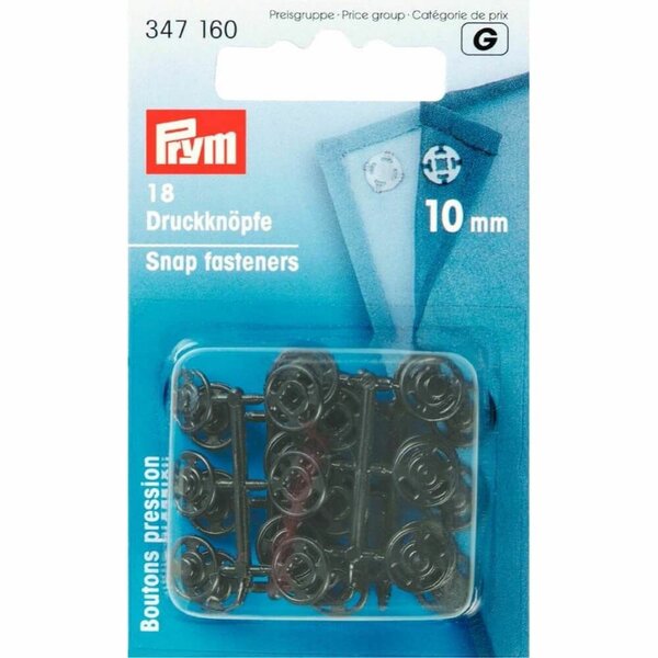 Prym opnaaibare drukknoop kunststof zwart 10mm-18stuks