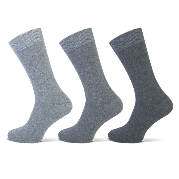 Teckel Herensokken katoen - Licht Grijs - Donkergrijs - Antraciet - 3 paar