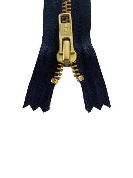 YKK Jeansrits grof donkerblauw met gouden tand-1 stuk