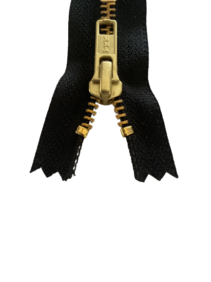 YKK Jeansrits grof zwart met gouden tand-1 stuk