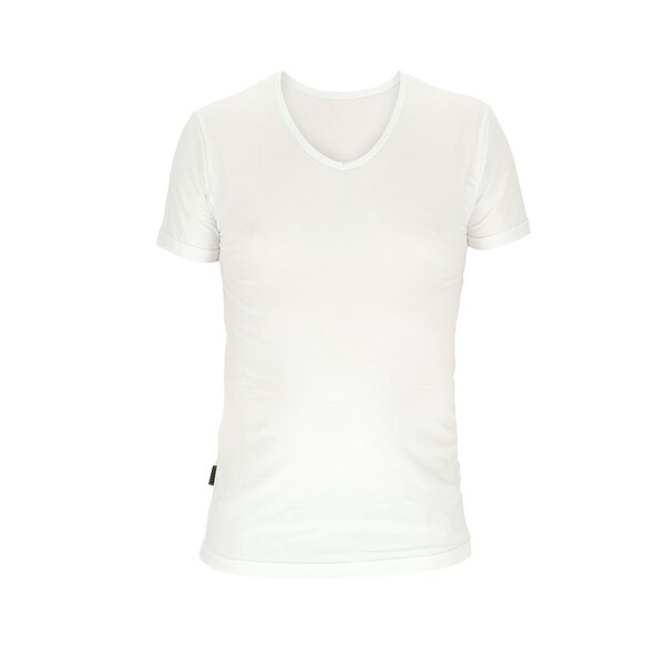  T-Shirt V-hals Basset bamboo wit- per stuk 