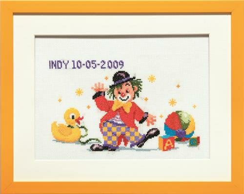 Borduurpakket telpatroon aïda Geboorte Clown 39 x 31 cm