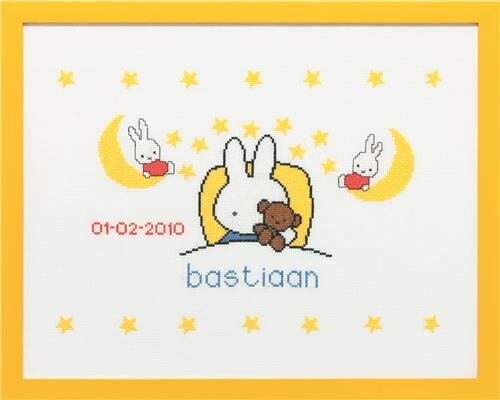 Borduurpakket telpatroon aïda Geboortetegel in bed 36 x 45 cm