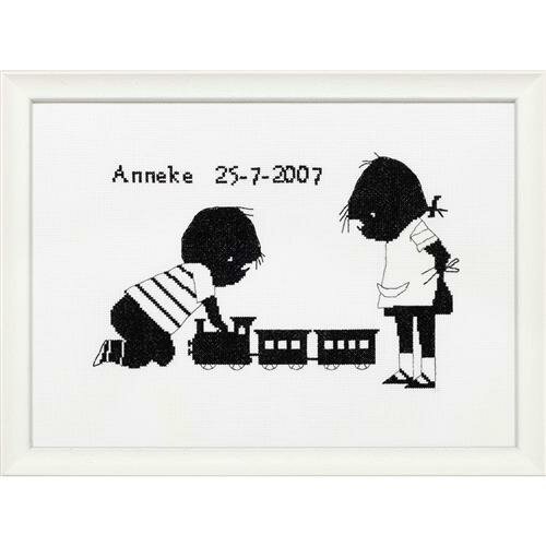Borduurpakket telpatroon aïda Jip & Janneke Geboorte Trein 44 x 34 cm