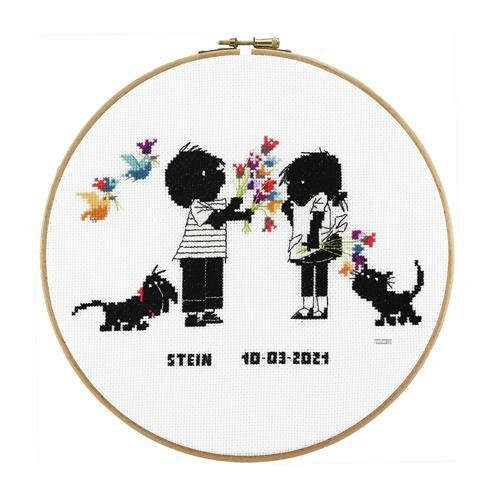 Borduurpakket telpatroon aïda Jip en Janneke 25 cm rond