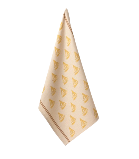 Theedoek zeilbootjes geel