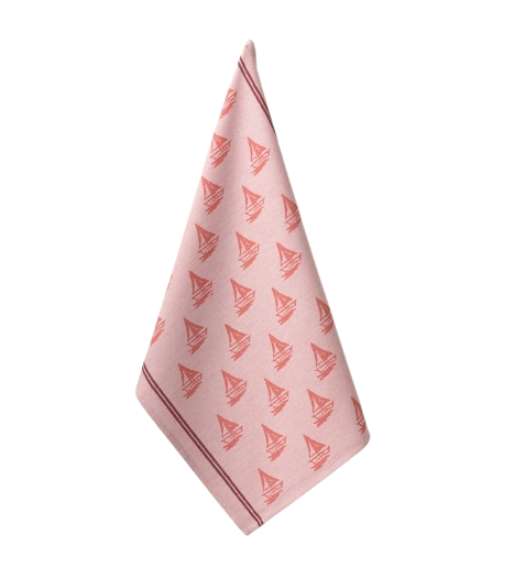 Theedoek zeilbootjes rood/oranje