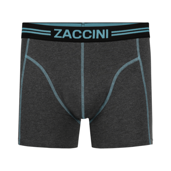 Zaccini Heren Boxershort Mid Grey Aqua Contrast Band