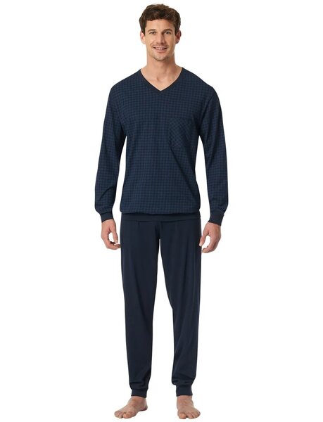 Herenpyjama Schiesser Nacht-Blauw